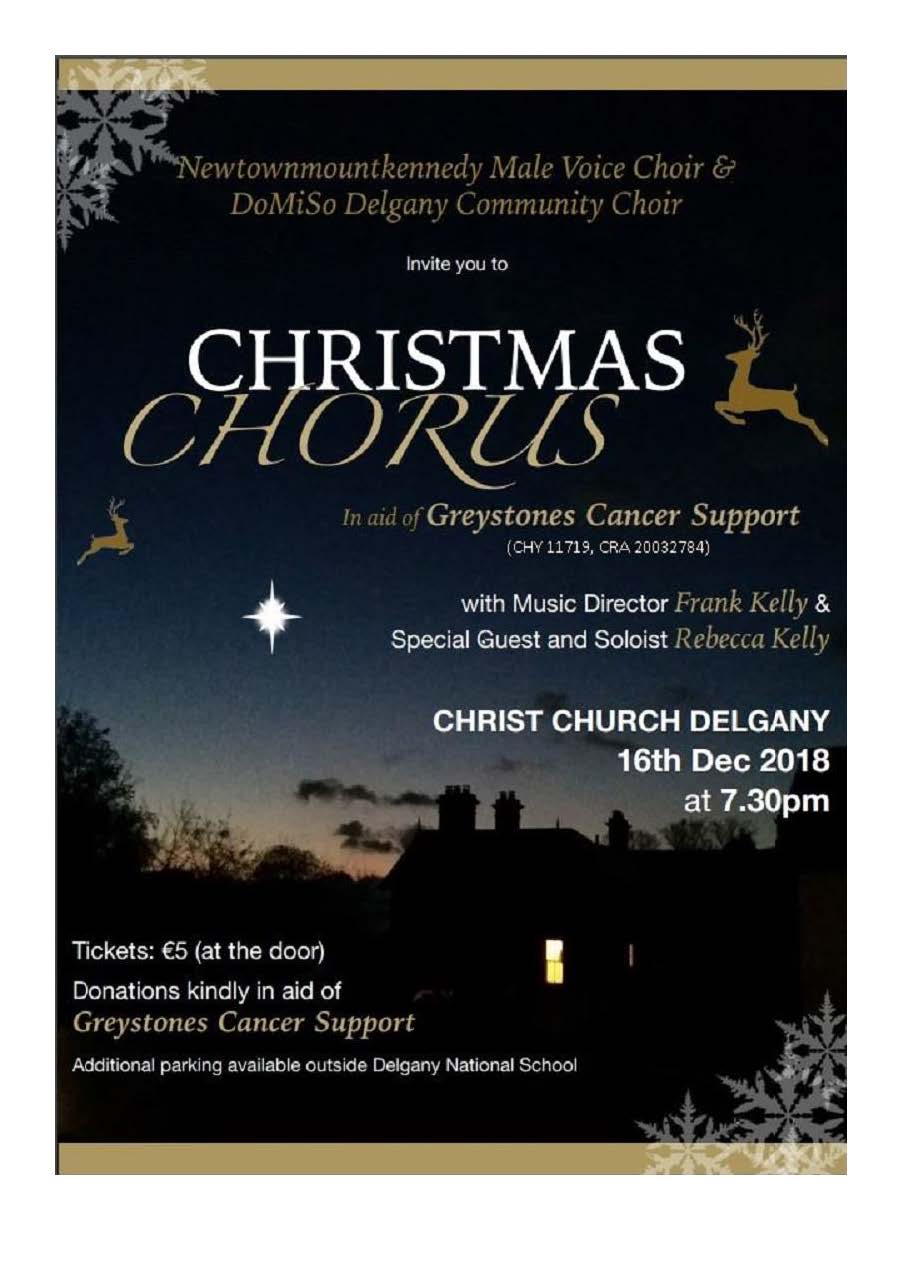 Newtownmountkennedy Male Voice Choir and DoMiSo Delgany Community Choir Christmas 2018 Poster