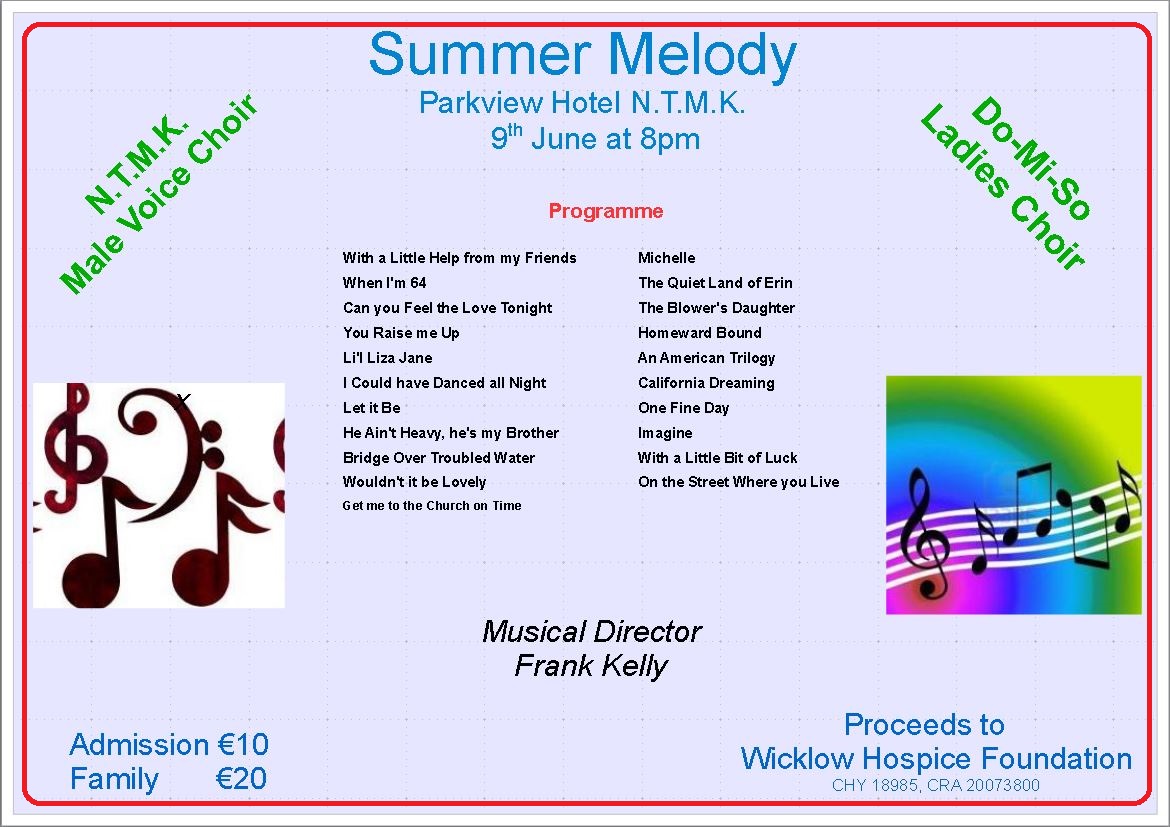 Newtown Male Voice Choir Summer Melody 2018 Poster